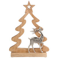 DEKORENTIER - Silberfarben/Braun, Lifestyle, Holz/Metall (28,5/37,5/7,5cm) - X-Mas