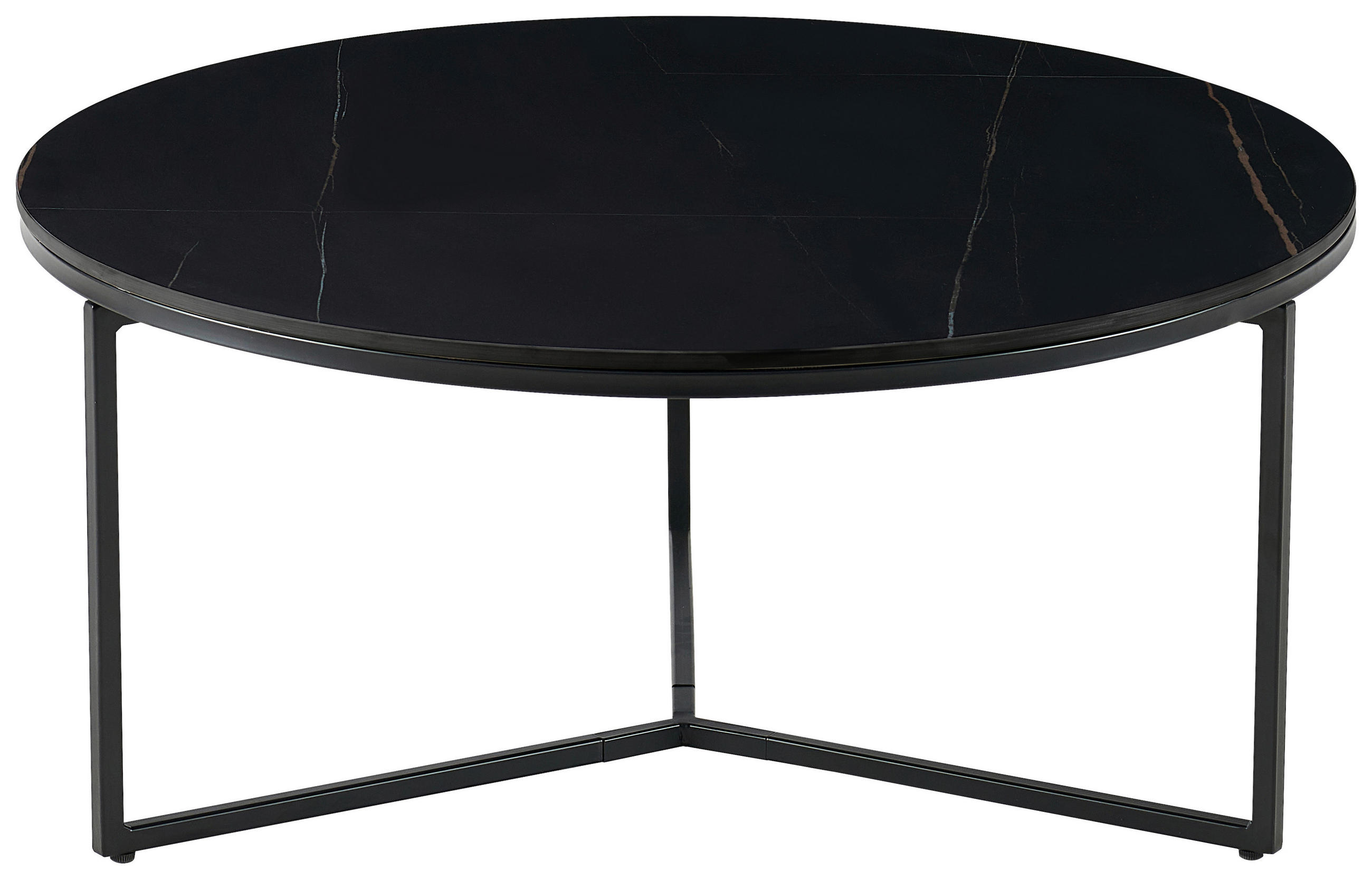 COUCHTISCH 80/80/37 cm rund Schwarz  - Schwarz, Design, Keramik/Metall (80/80/37cm) - Livetastic