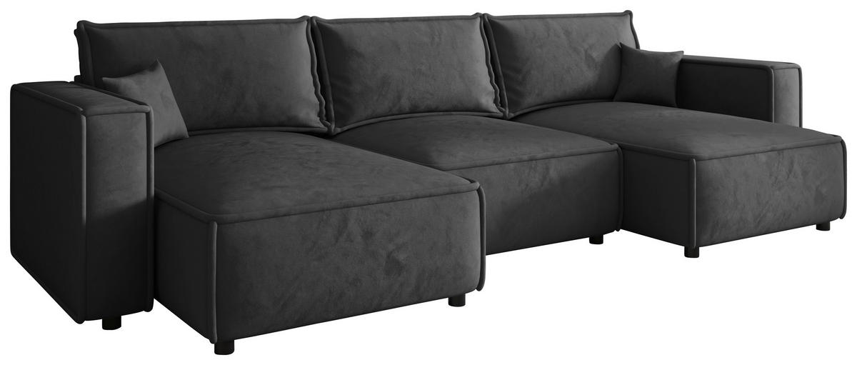 WOHNLANDSCHAFT Anthrazit Webstoff  - Anthrazit/Schwarz, MODERN, Kunststoff/Textil (153/350/153cm) - Xora