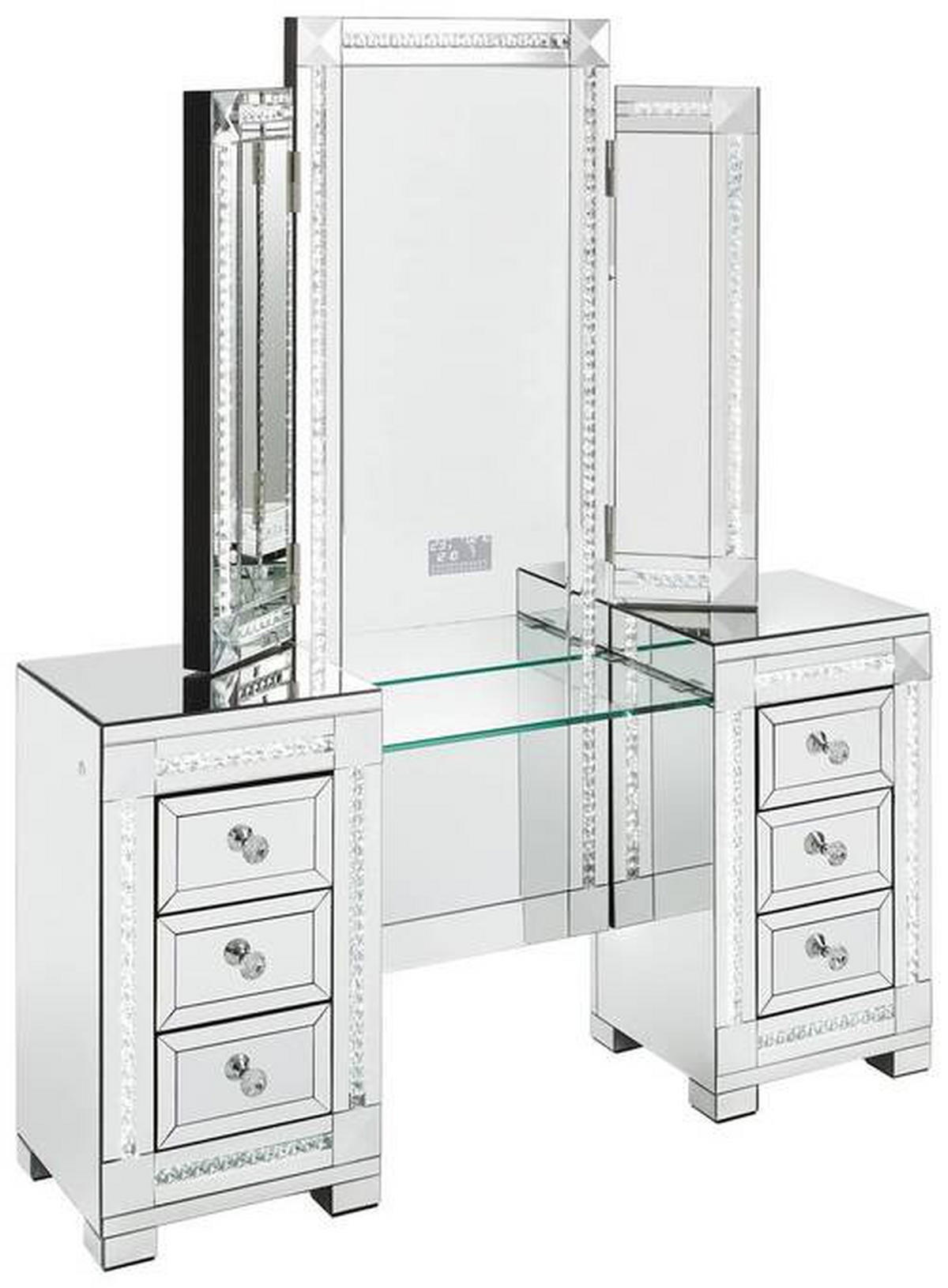 SMINKASZTAL ezüst  - ezüst/átlátszó, Design, faalapú anyag/Üveg (151/40,5/183cm) - Xora