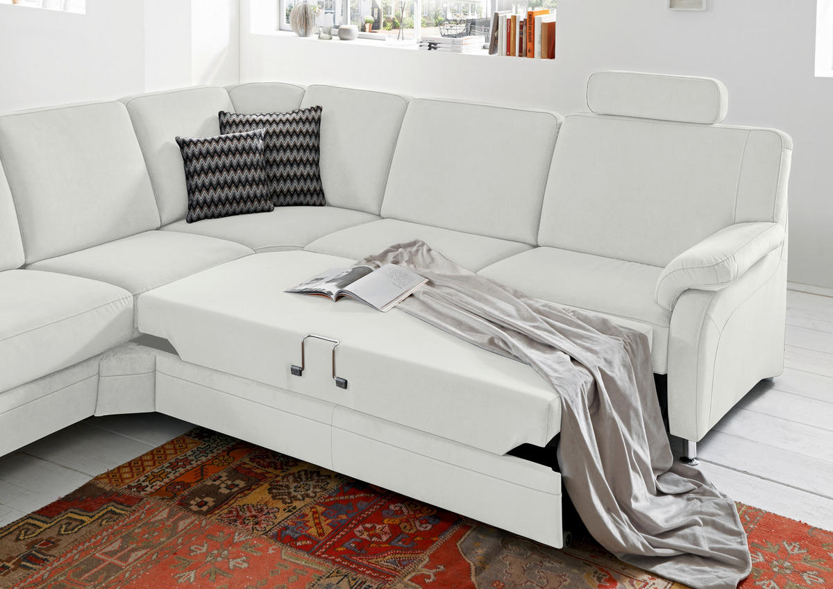 ECKSOFA in Flachgewebe Hellgrau  289/269 cm  - Hellgrau/Alufarben, KONVENTIONELL, Textil/Metall (289/269cm) - Beldomo System