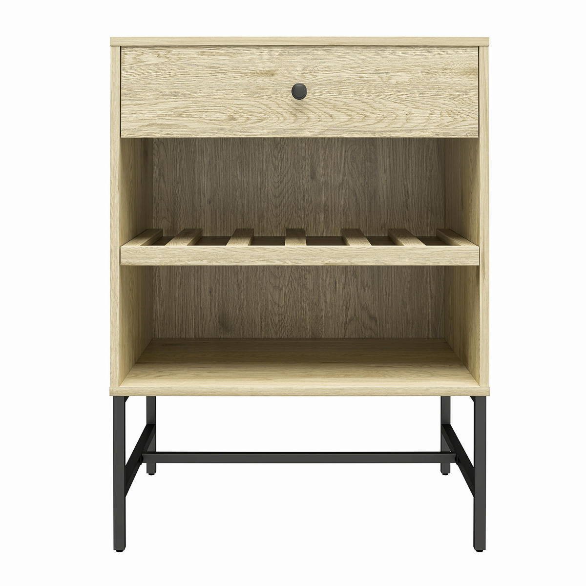 NACHTTISCH 59/82/43 cm  in Eichefarben  - Eichefarben/Schwarz, Design, Papier/Holzwerkstoff (59/82/43cm) - MID.YOU