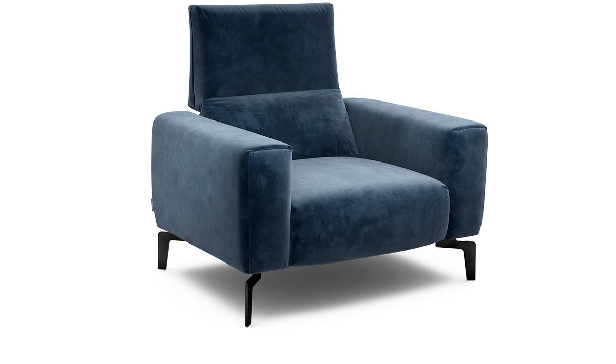 SESSEL in Samt Dunkelblau  - Schwarz/Dunkelblau, Design, Textil/Metall (110/85/86-94cm) - SENSOO