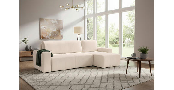 ECKSCHLAFSOFA  mit Cord Beige  - Beige/Schwarz, KONVENTIONELL, Textil (248/146cm) - Xora