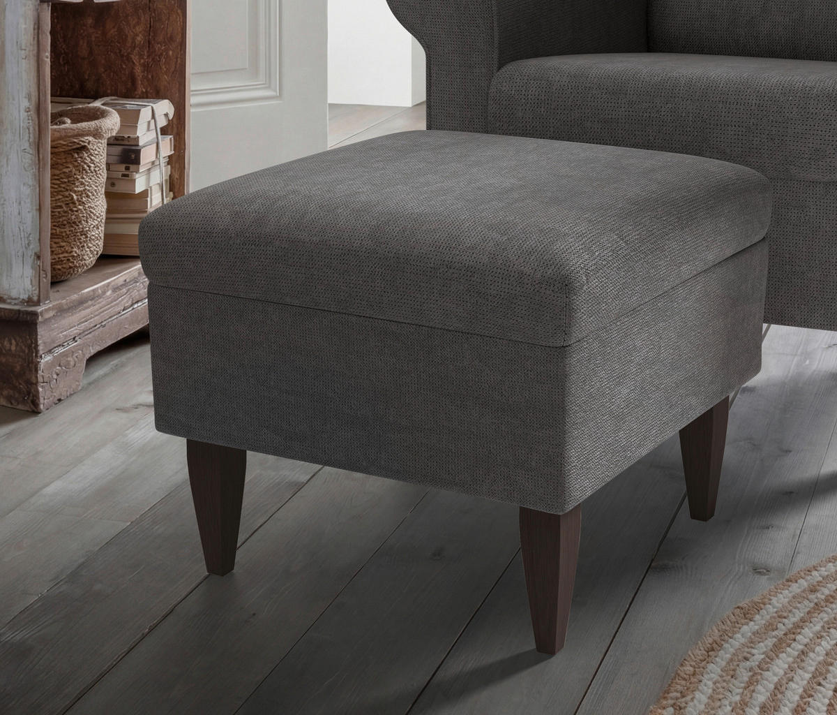SESSELSET Chenille Dunkelgrau  - Wengefarben/Dunkelgrau, Konventionell, Holz/Textil (80/102/86cm) - Livetastic
