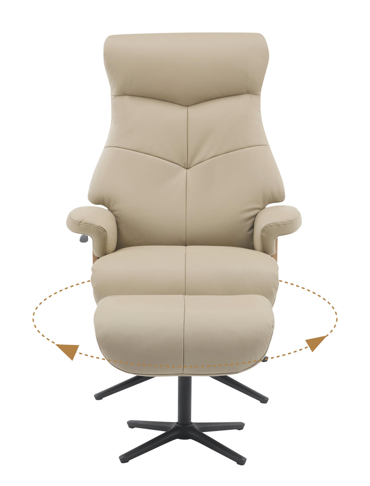 RELAXSESSELSET in Holz, Textil, Leder Taupe  - Taupe/Schwarz, Design, Leder/Holz (78/111/81cm) - Livetastic