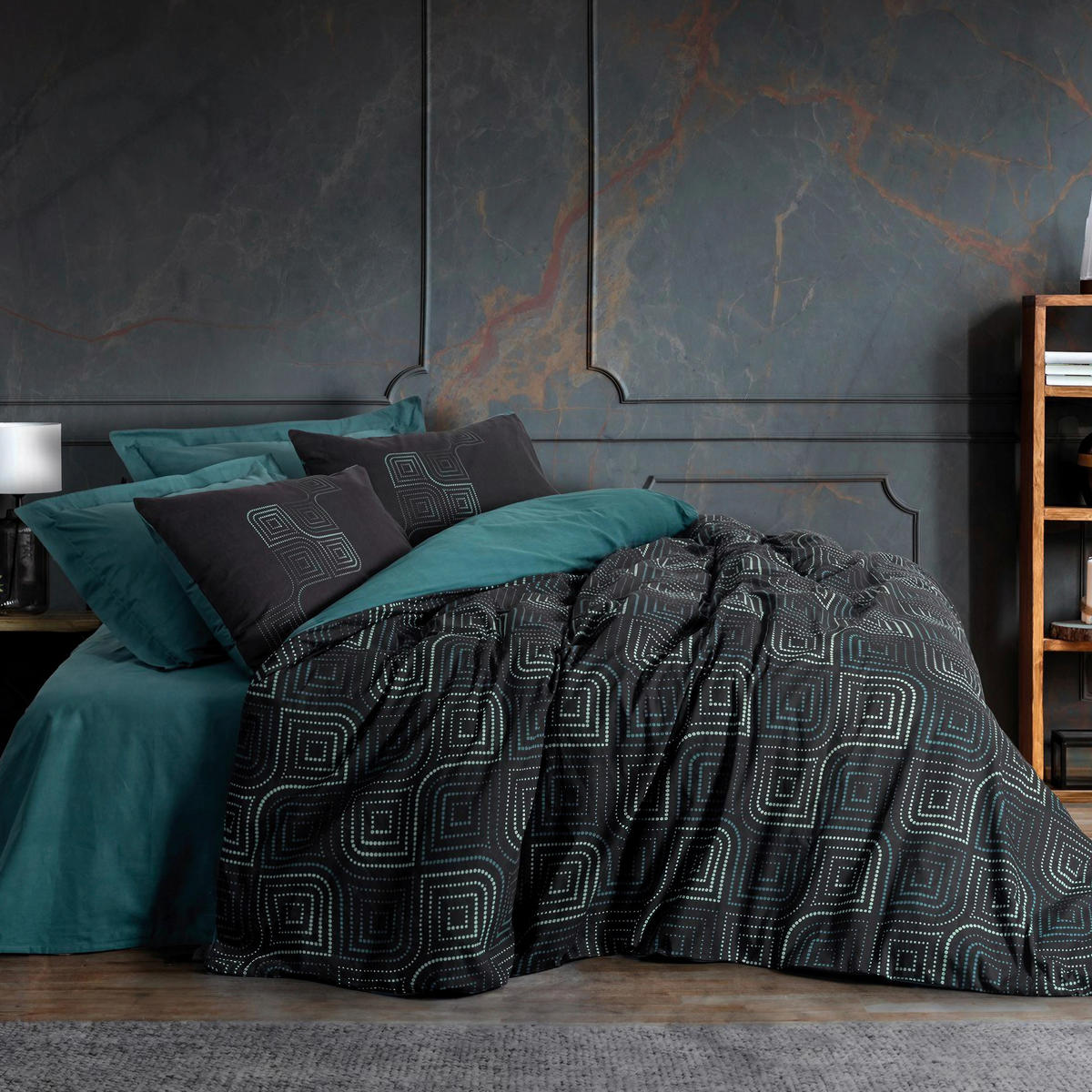 BETTWÄSCHE 155/220 cm  - Multicolor/Petrol, Basics, Textil (155/220cm)