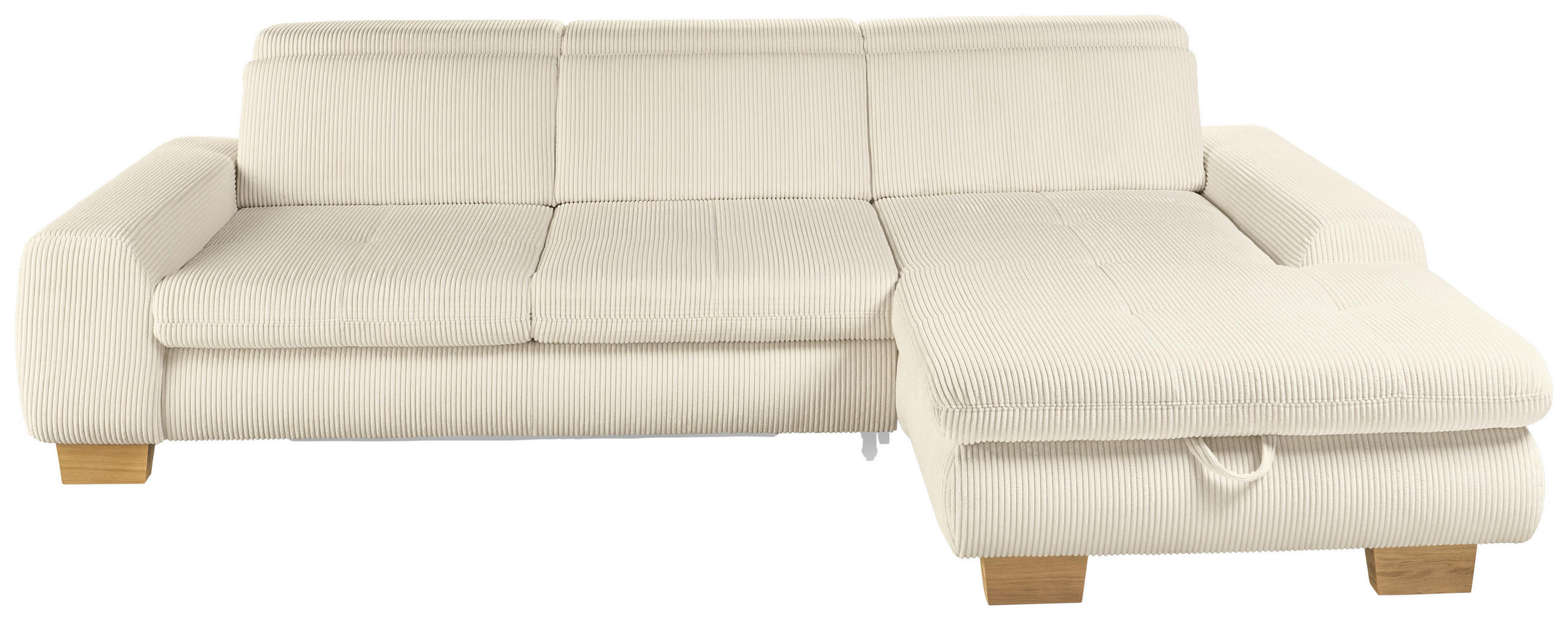 ECKSOFA Creme Cord  - Eiche Bianco/Creme, KONVENTIONELL, Holz/Textil (307/195cm) - SetOne by Musterring