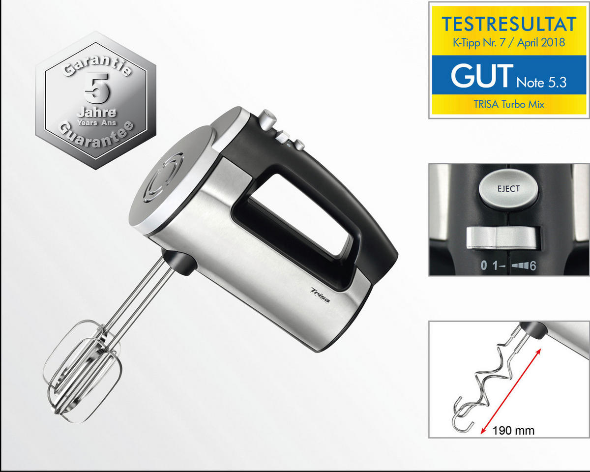HANDMIXER  - Edelstahlfarben, Basics, Metall (20/20/21cm) - Trisa Electronics