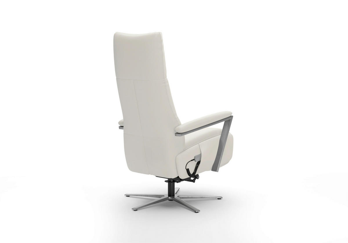 RELAXSESSEL Leder Weiss  - Weiss/Silberfarben, Basics, Leder/Metall (70/126/85cm) - Sit & More
