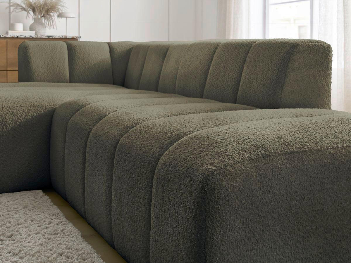 ECKSOFA  ANNECY Grün Bouclé  - Schwarz/Grün, MODERN, Kunststoff/Textil (170/262cm)
