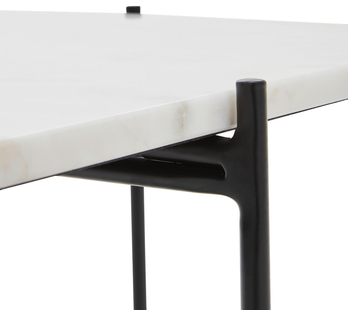 COUCHTISCH 50/50/45 cm quadratisch Weiß, Schwarz  - Schwarz/Weiß, Design, Stein/Metall (50/50/45cm) - Livetastic