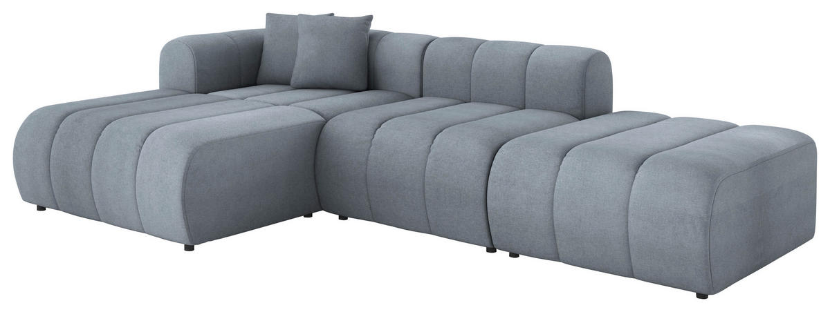 ECKSOFA Blau Webstoff Zierkissen  - Blau/Schwarz, LIFESTYLE, Kunststoff/Textil (178/289cm) - Milino
