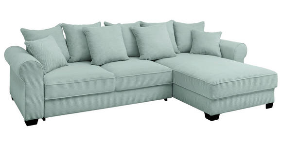 ECKSOFA Salbeigrün Cord  - Salbeigrün/Schwarz, KONVENTIONELL, Kunststoff/Textil (318/197cm) - Hom`in