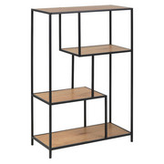 REGAL 77/114/35 cm črna, hrast - črna/hrast, Trend, kovina/leseni material (77/114/35cm) - Carryhome