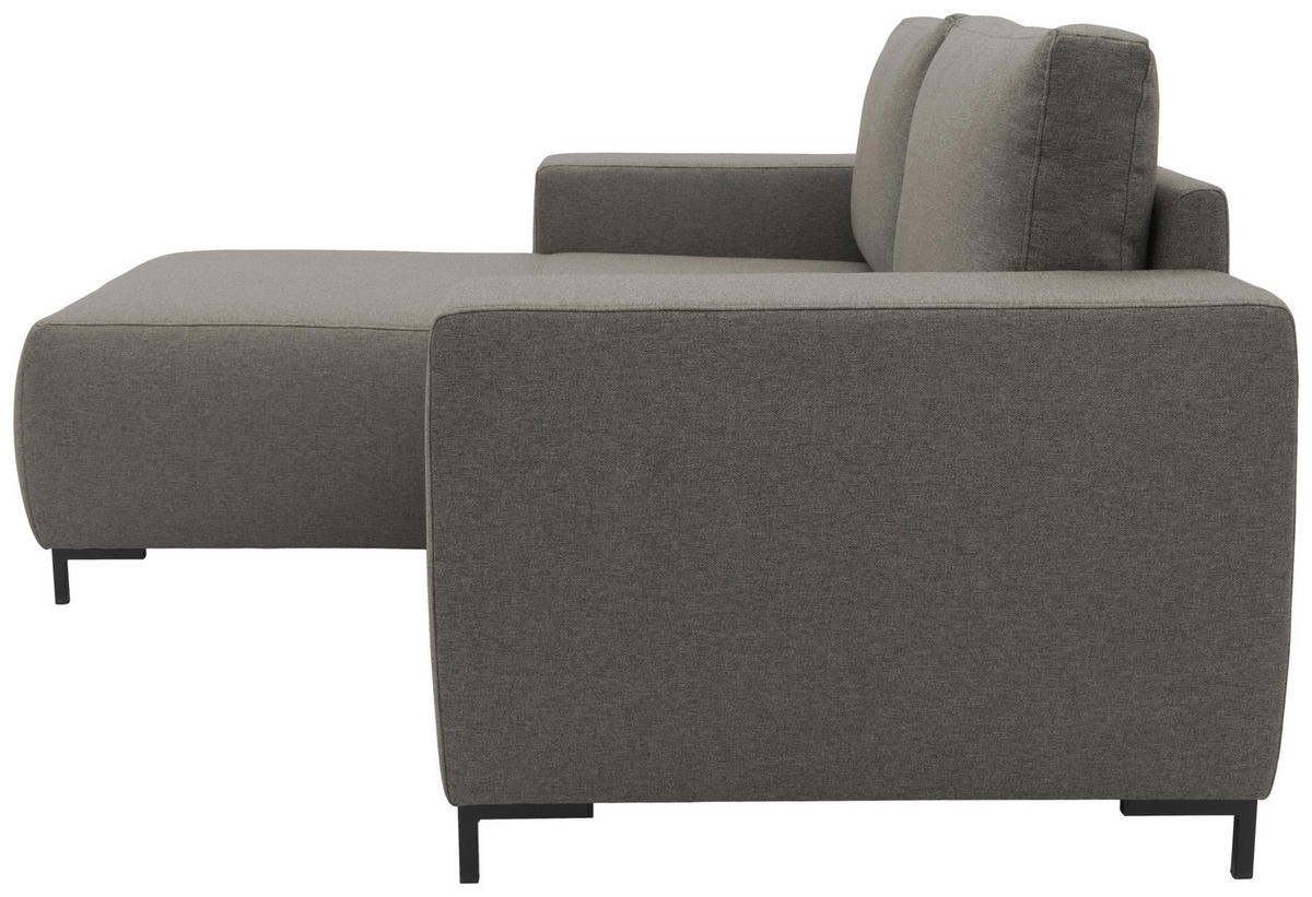 ECKSOFA in Webstoff Grau  242/160 cm  - Schwarz/Grau, Design, Textil/Metall (242/160cm) - LOOKS by W.Joop