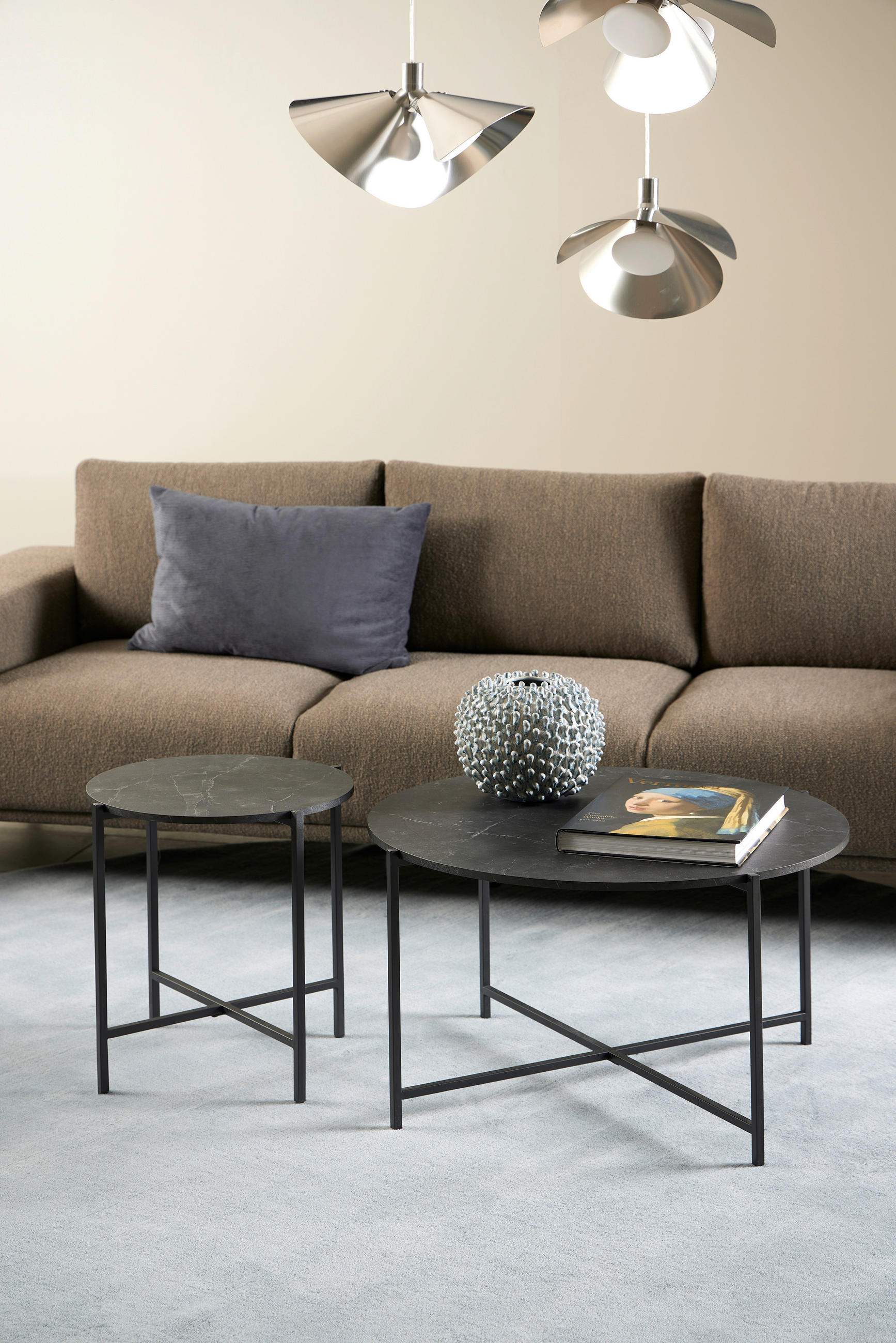 COUCHTISCH in Metall, Holzwerkstoff 70/70/42 cm  - Schwarz, MODERN, Holzwerkstoff/Metall (70/70/42cm)