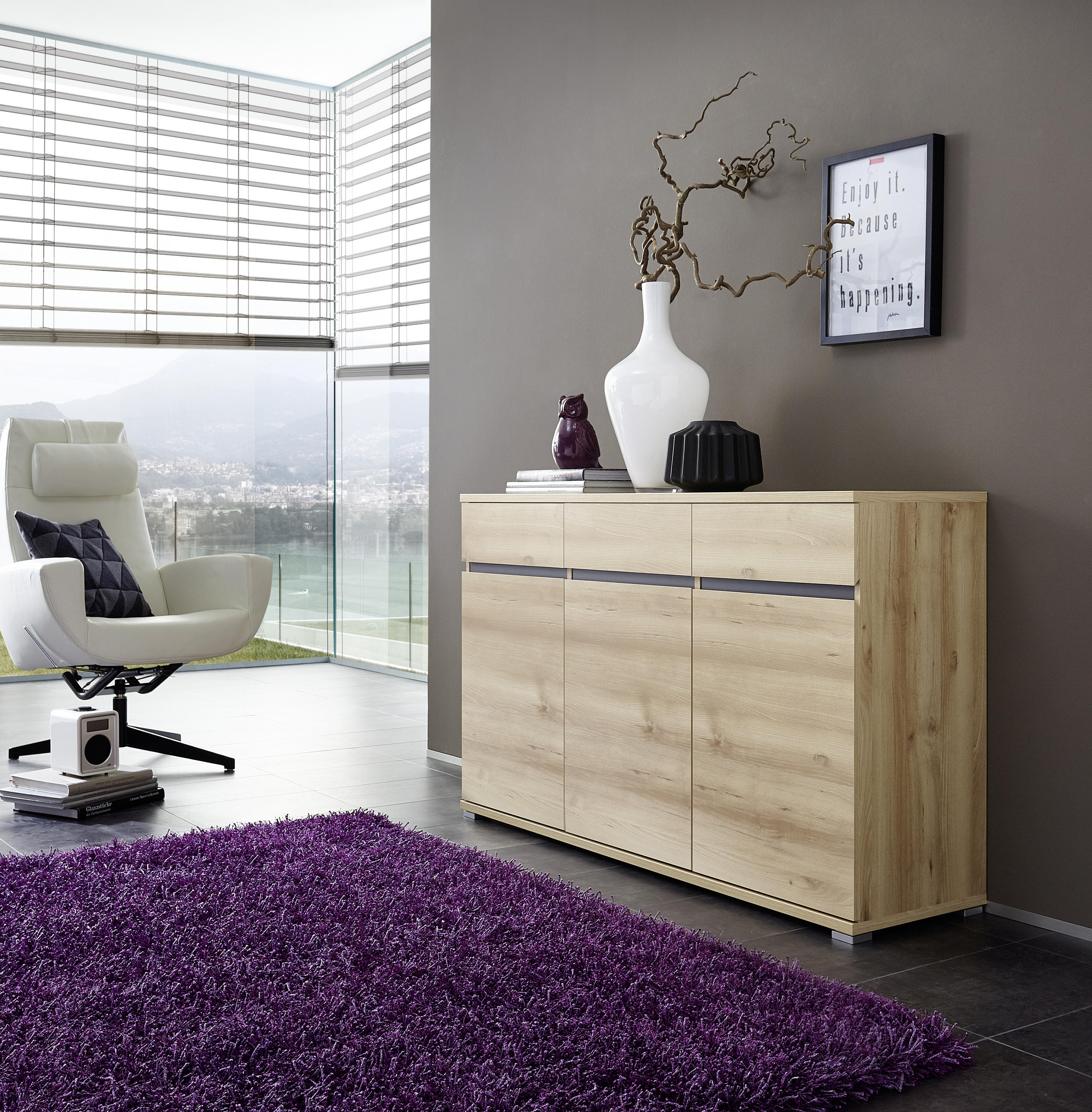 SIDEBOARD  in 144/88/40 cm  - Silberfarben/Buchefarben, Basics, Holzwerkstoff/Kunststoff (144/88/40cm) - Carryhome