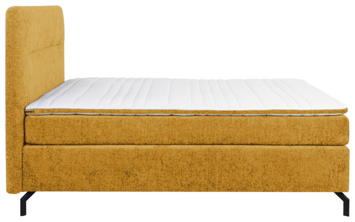 BOXSPRINGBETT 140/200 cm  in Currygelb  - Currygelb/Schwarz, Design, Textil/Metall (140/200cm) - Esposa