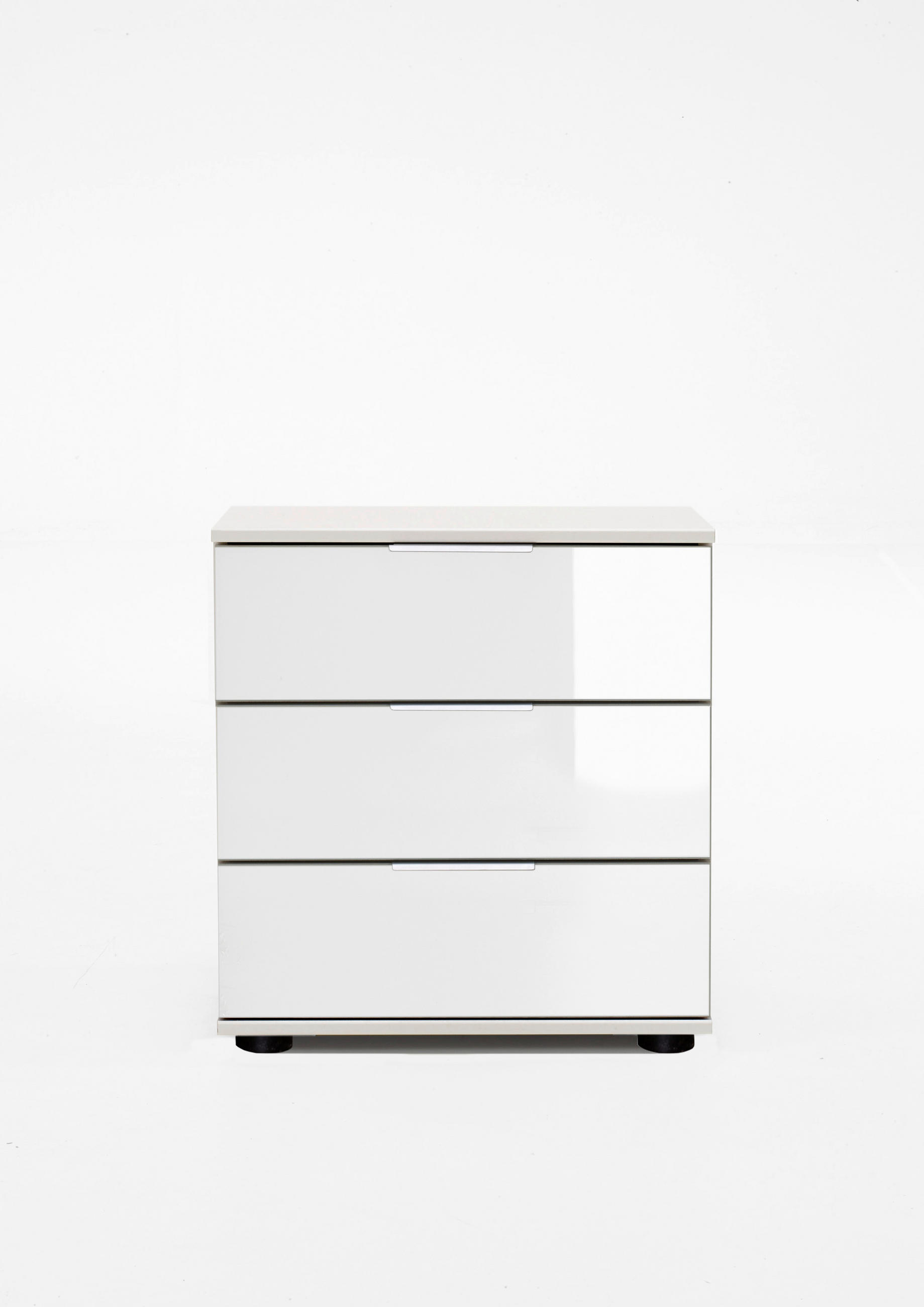 NOĆNI STOČIĆ bela, bela visoki sjaj  - boja aluminijuma/bela, Dizajnerski, metal/pločasti materijal (52/58/38cm) - Novel