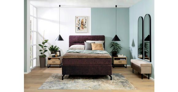 BOXSPRINGBETT 140/200 cm in Dunkelrot - Schwarz/Dunkelrot, Design, Textil/Metall (140/200cm) - Esposa
