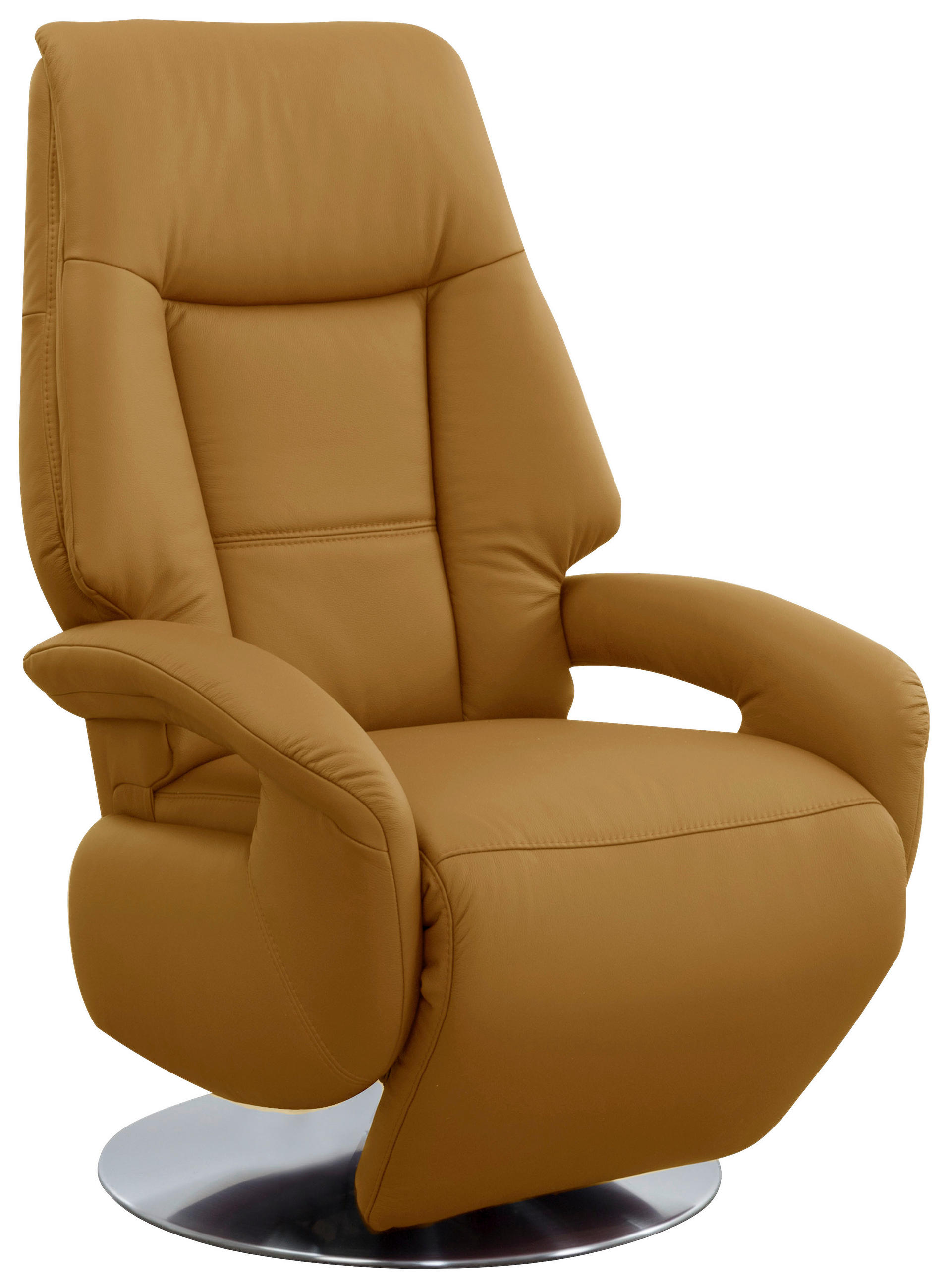 DREHSTUHL Currygelb  - Currygelb/Chromfarben, KONVENTIONELL, Leder/Metall (74/111/77cm) - Sit & More