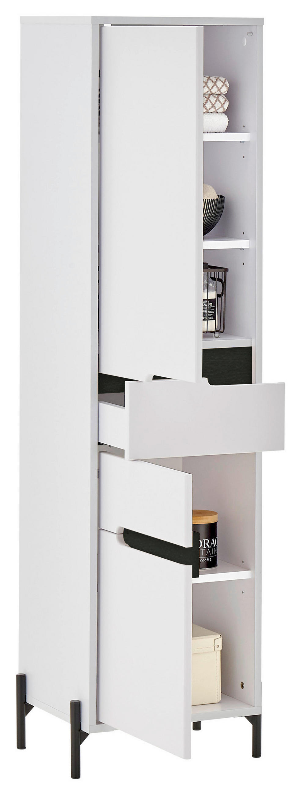 ARMOIRE HAUTE 40/155/35 cm  - Weiss/Schwarz, Basics, Holzwerkstoff/Metall (40/155/35cm) - MID.YOU