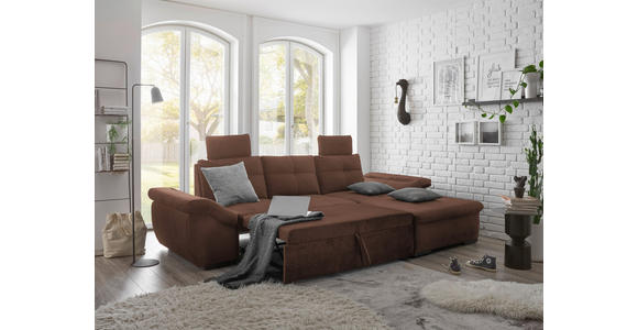 ECKSOFA  in Mikrovelours Kupferfarben  - Schwarz/Kupferfarben, KONVENTIONELL, Kunststoff/Textil (275/170cm) - Carryhome