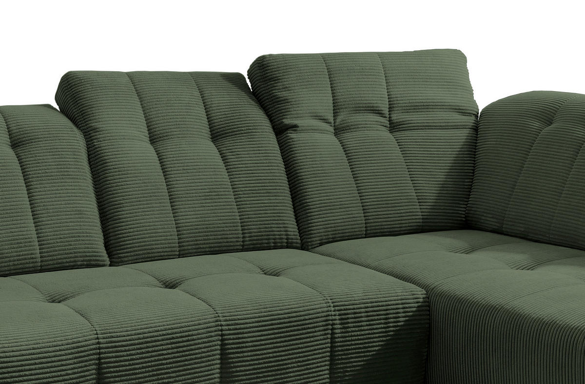 CloseUp von Livetastic ECKSOFA Dunkelgrün Cord.