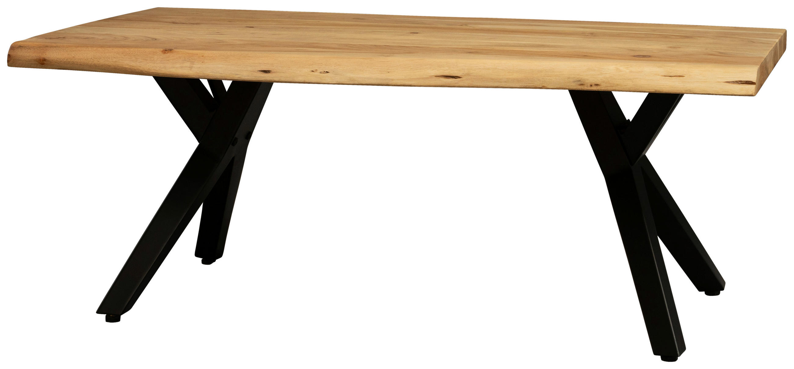 COUCHTISCH Akazie massiv 115/70/45 cm rechteckig Akaziefarben  - Schwarz/Akaziefarben, LIFESTYLE, Holz/Metall (115/70/45cm) - Landscape