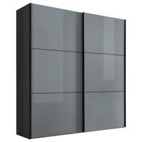 FÜGGESZTETT TOLÓAJTÓS SZEKRÉN világosszürke, sötétszürke  - világosszürke/fekete, Konventionell, faalapú anyag/Üveg (188/222/68cm) - Moderano