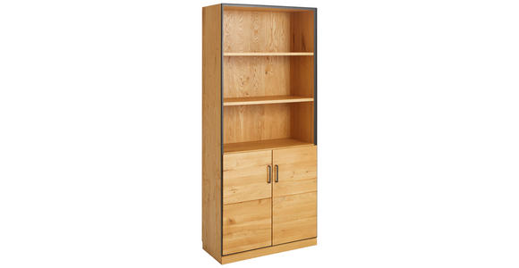 AKTENREGAL Asteiche teilmassiv Eichefarben, Graphitfarben  - Eichefarben/Anthrazit, Natur, Holz/Holzwerkstoff (86/197/40cm) - Linea Natura