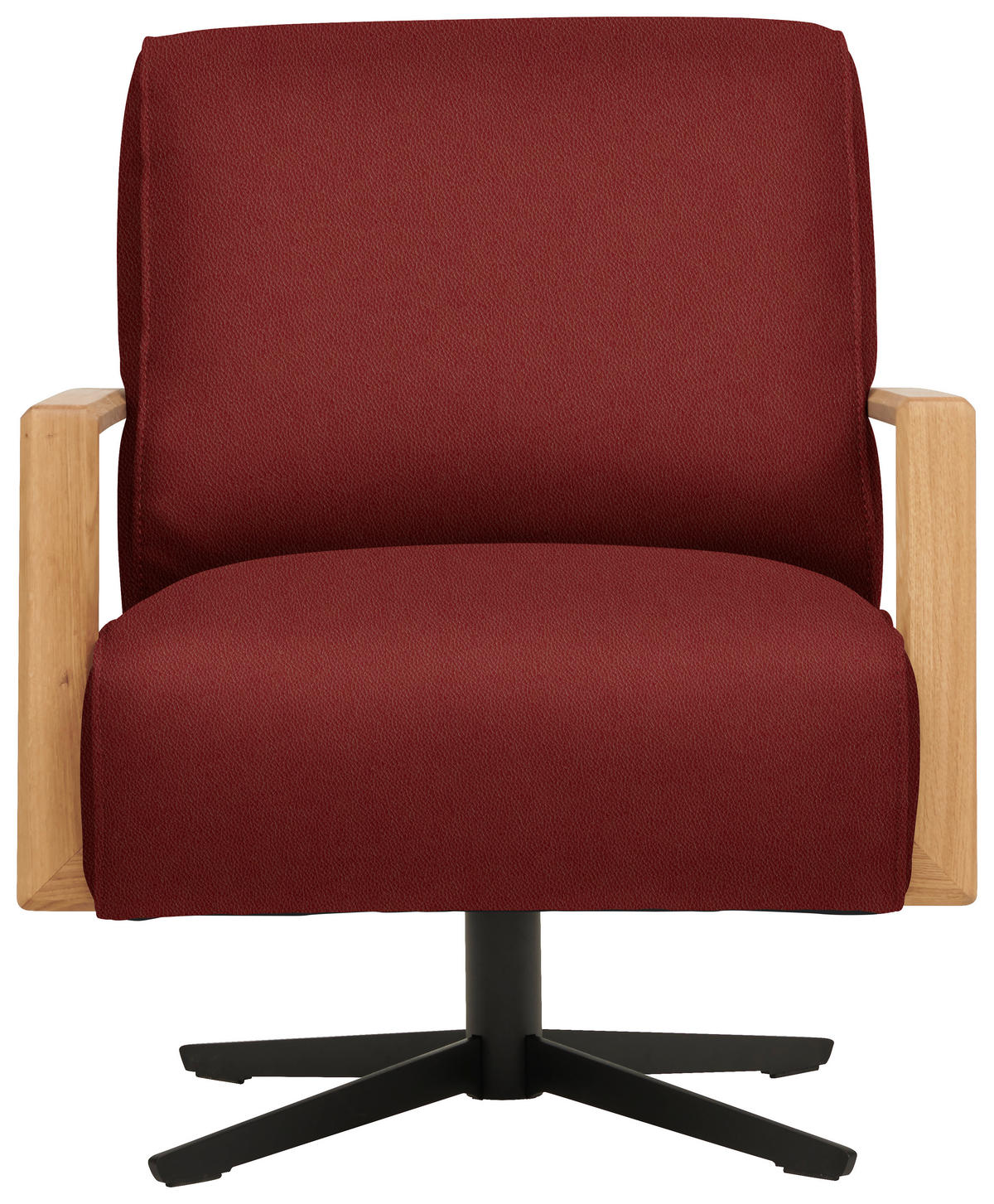SESSEL in Echtleder Weinrot  - Wildeiche/Weinrot, Design, Leder/Holz (72/82/86cm) - Koinor