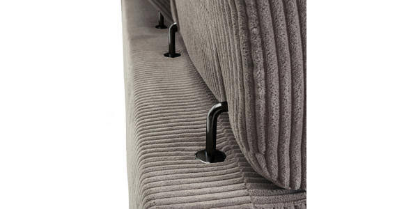 ECKSOFA Taupe Cord Rücken echt, Kopfteilverstellung, Sitzvorzug  - Taupe/Schwarz, KONVENTIONELL, Textil/Metall (257/170cm) - Carryhome