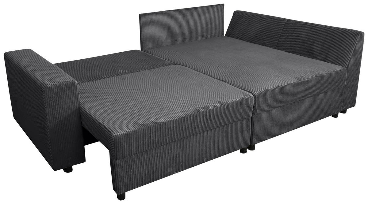 ECKSOFA Anthrazit Cord  - Anthrazit/Schwarz, KONVENTIONELL, Kunststoff/Textil (245/153cm) - Carryhome