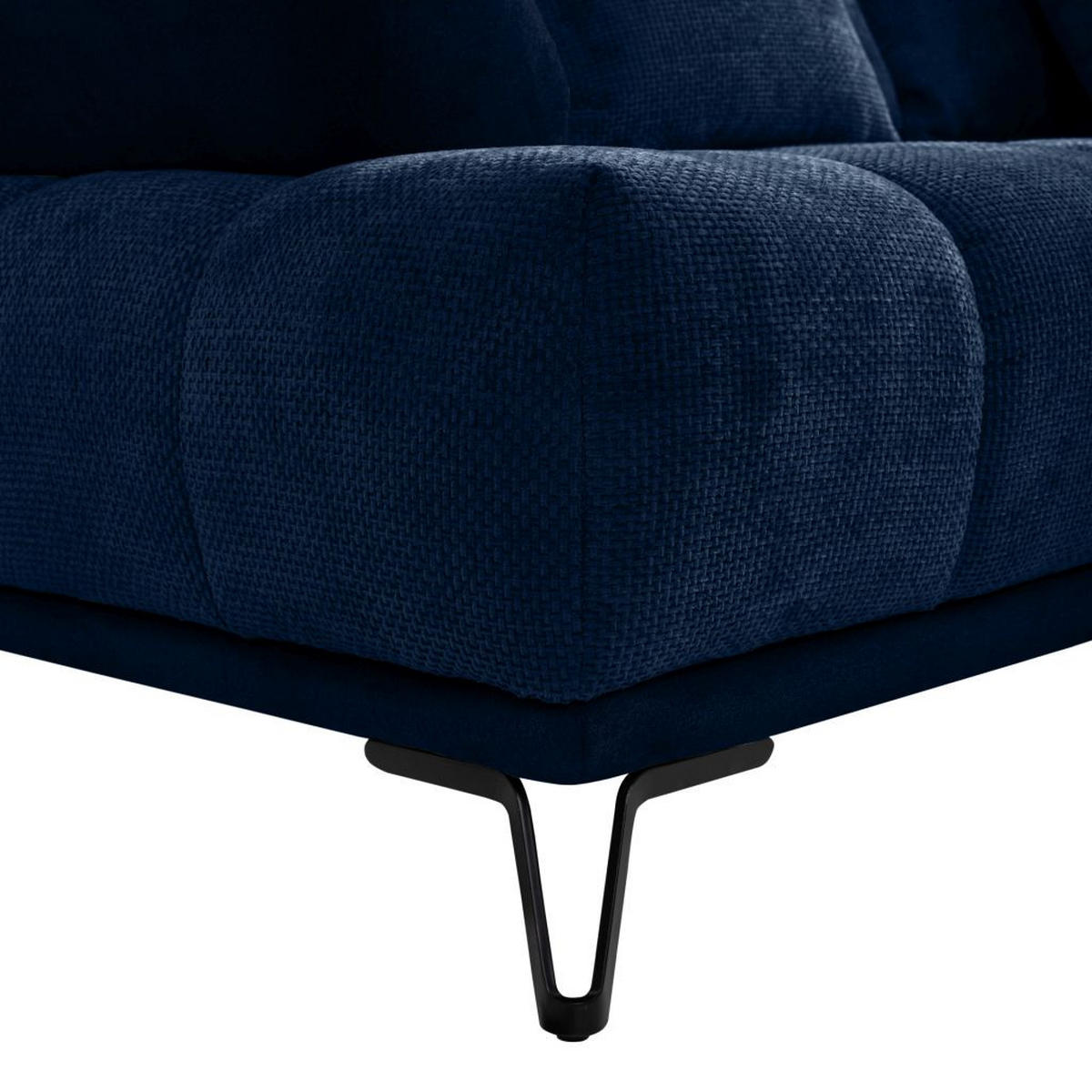 ECKSOFA in Chenille Dunkelblau  - Schwarz/Dunkelblau, Modern, Textil/Metall (262/184cm) - MID.YOU