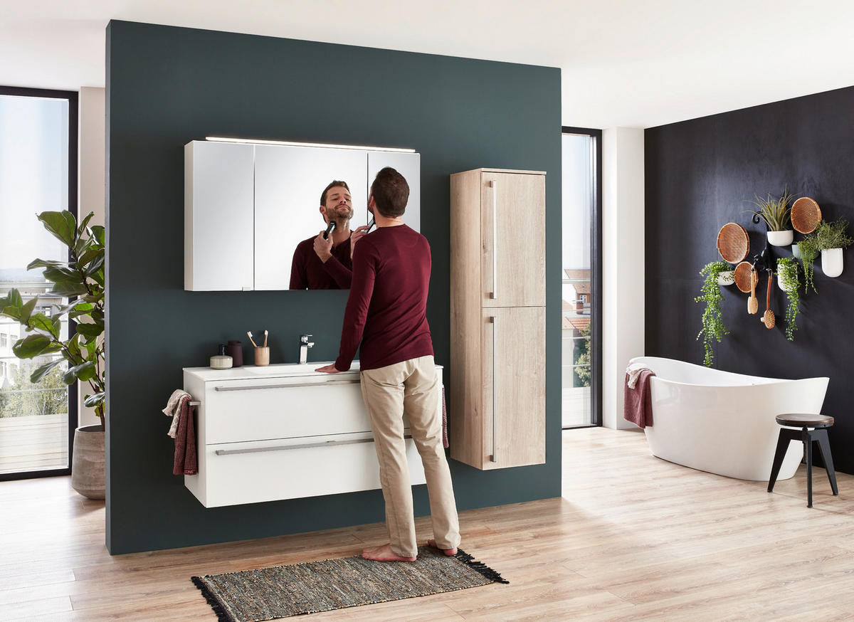 BADEZIMMER  in 120 cm  - Weiß, KONVENTIONELL, Glas/Keramik (120cm) - Celina Home