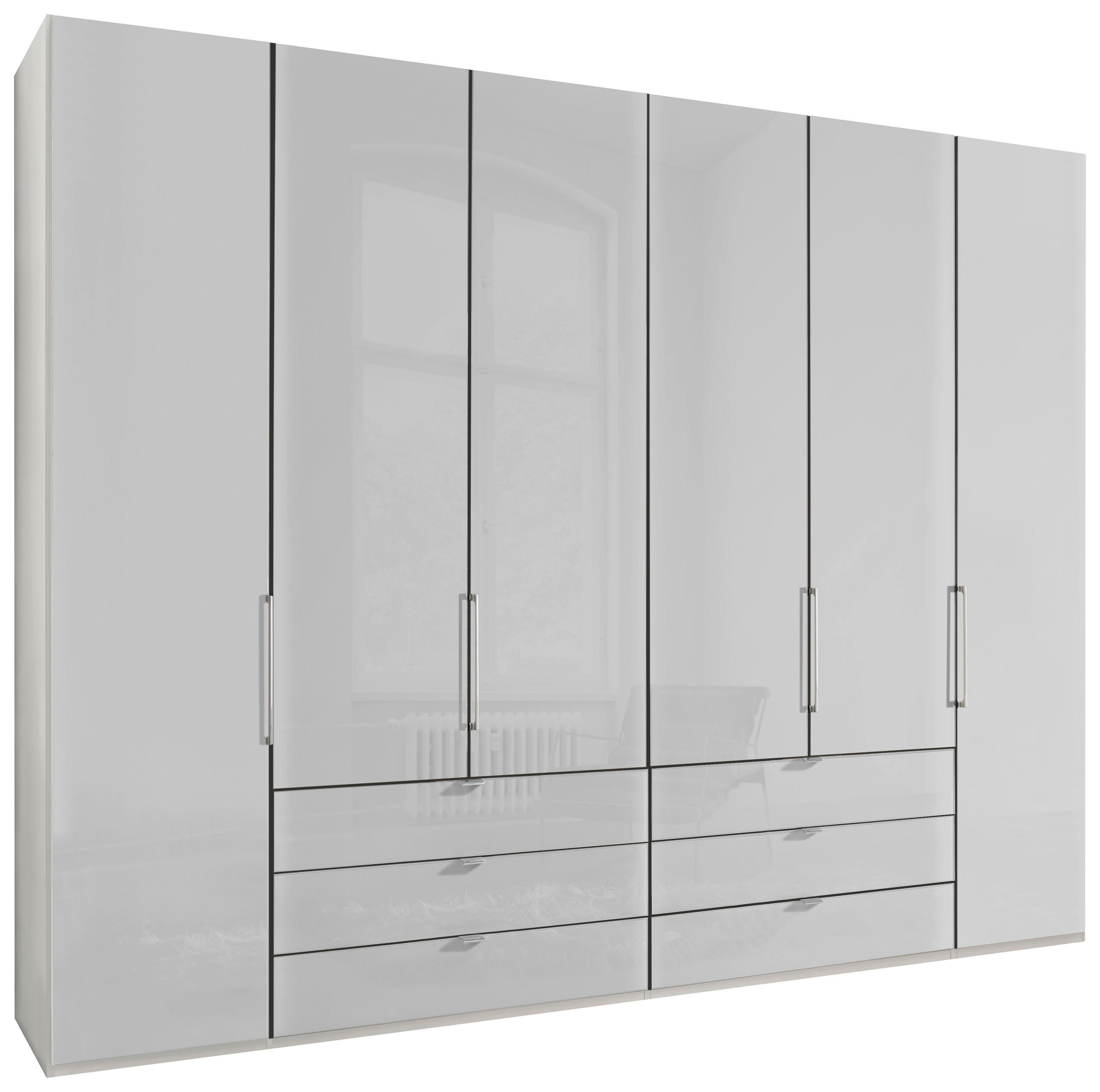 CSUKLÓAJTÓS SZEKRÉNY fehér  - krómszínű/fehér, Konventionell, faalapú anyag/üveg (300/236/58cm) - Dieter Knoll