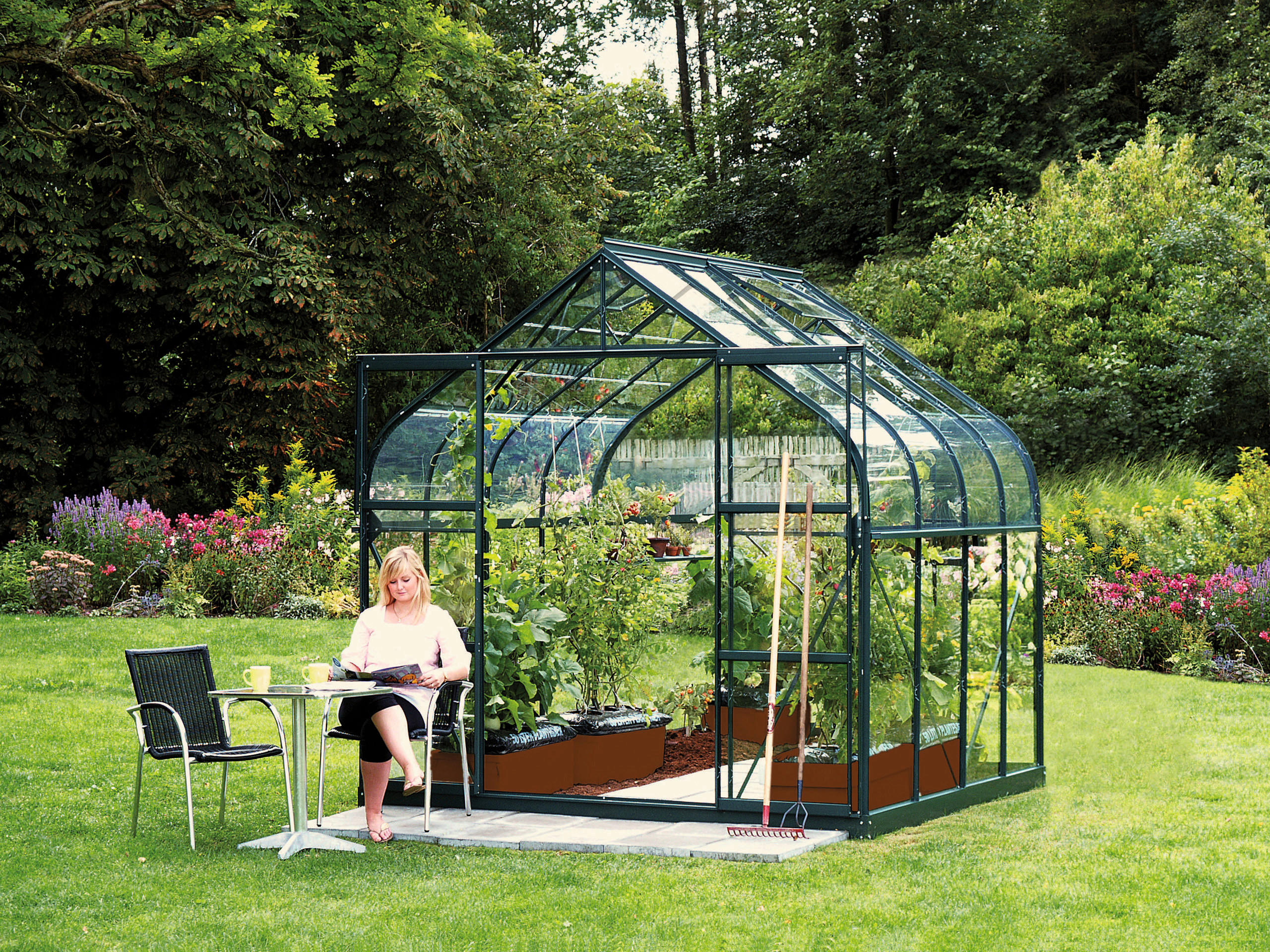 Gewächshausbausatz Diana 6700 6,7 M2 Metall/glas Smaragdgrün