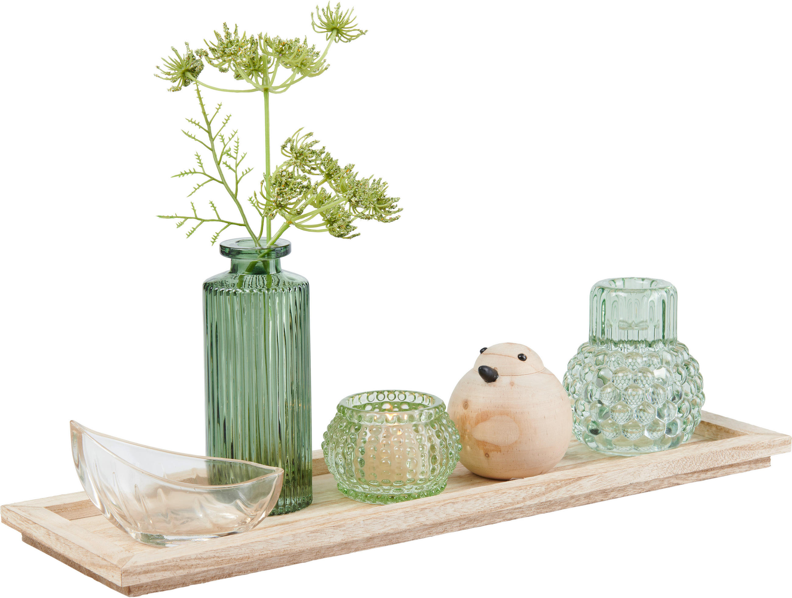 TEELICHTHALTER-SET - Multicolor, LIFESTYLE, Glas/Holz (40/12,5/14cm) - Ambia Home