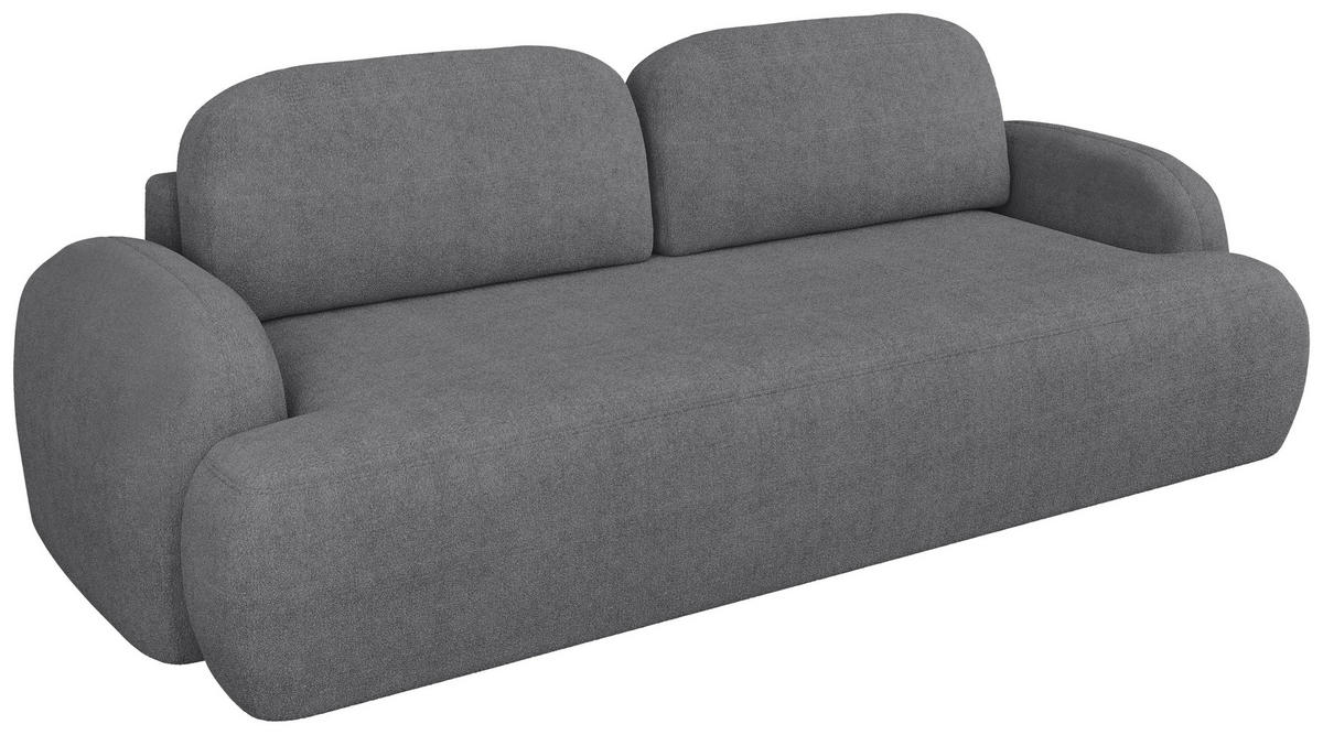 3-SITZER-SOFA Sevilla Plus in Bouclé Dunkelgrau  - Dunkelgrau/Schwarz, Design, Kunststoff/Textil (256/93/120cm) - MID.YOU