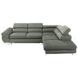 ECKSOFA in Webstoff Grau, Grün  - Grau/Grün, Design, Textil/Metall (280/235cm) - Hom`in