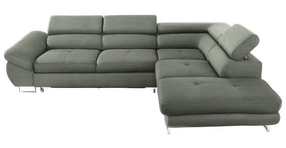 ECKSOFA in Webstoff Grau, Grün  - Grau/Grün, Design, Textil/Metall (280/235cm) - Hom`in