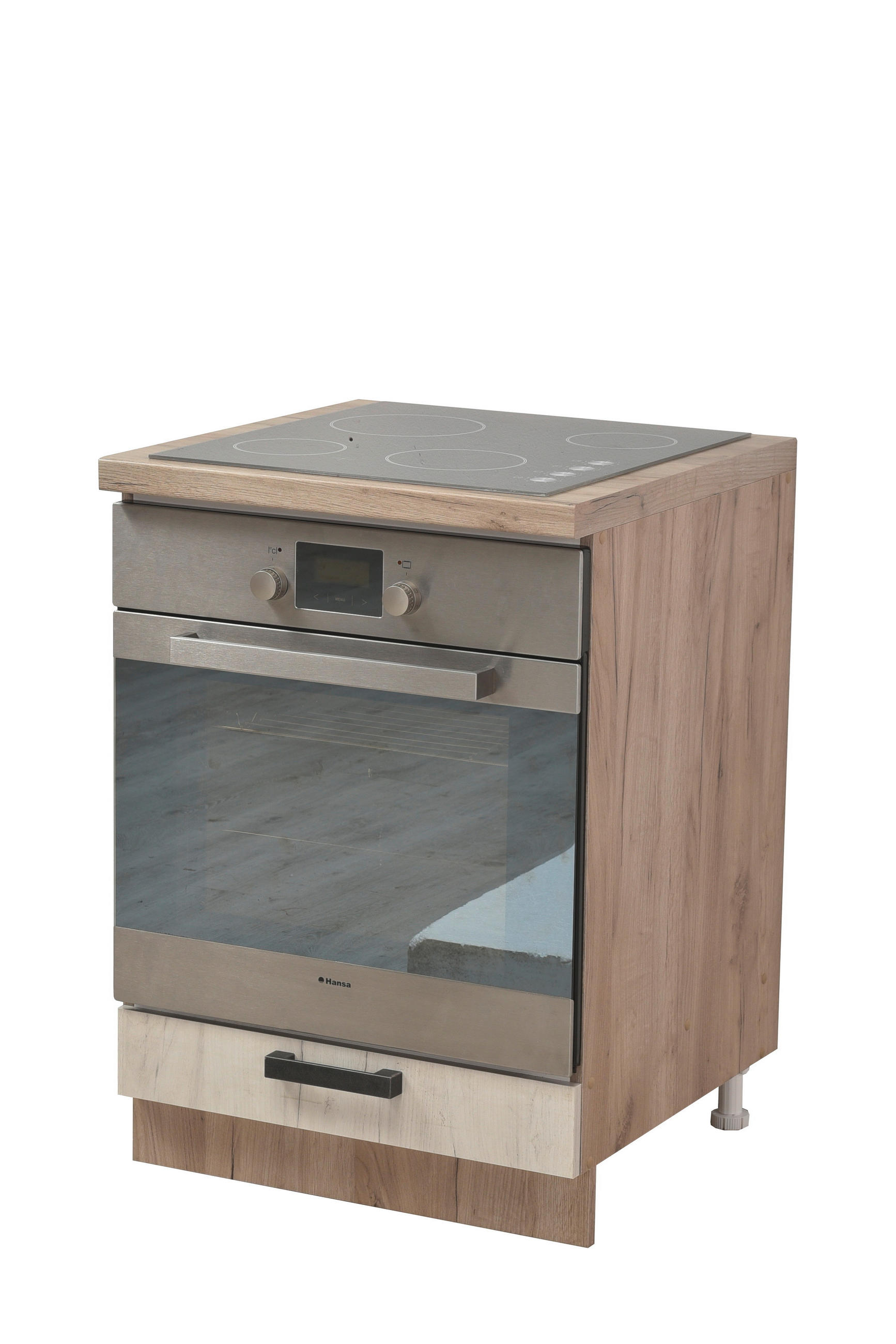 KONYHAI ALSÓSZEKRÉNY - ezüsttölgy, Basics, faalapú anyag (60/82/56cm) - Carryhome