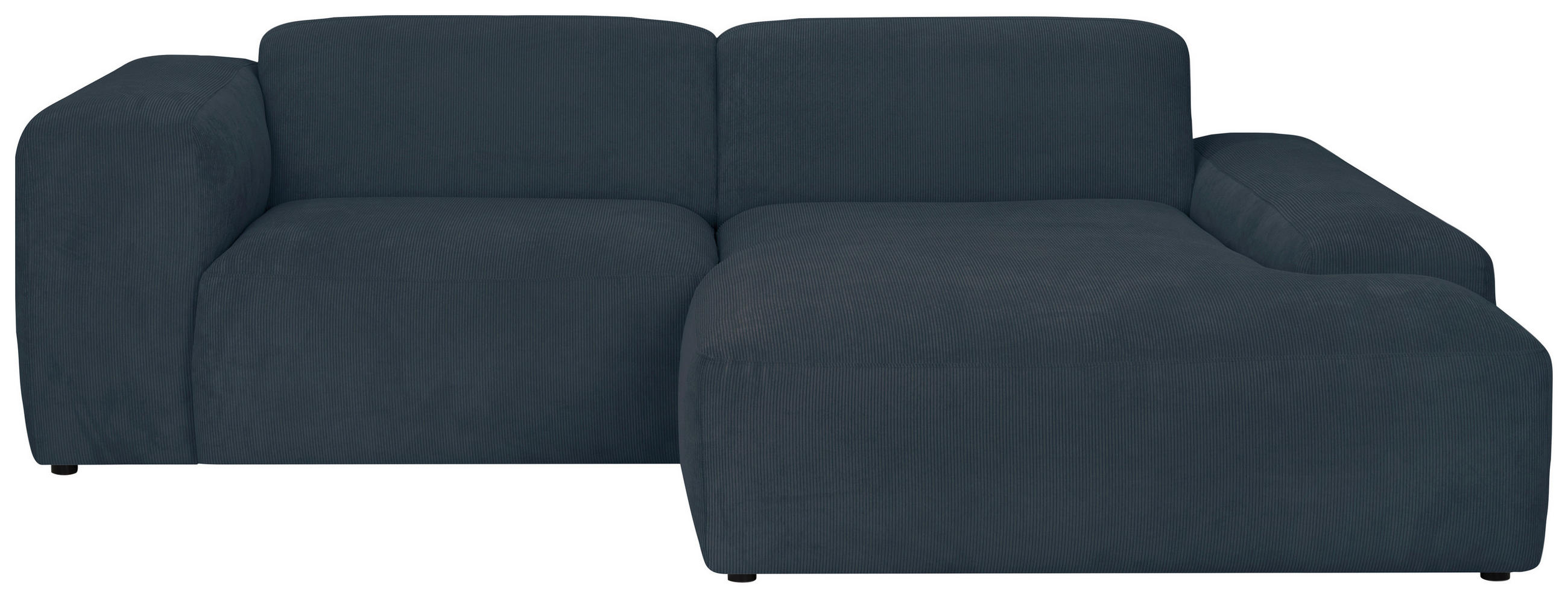 ECKSOFA HANNAH Blau Cord  - Blau/Schwarz, Design, Kunststoff/Textil (252/170cm) - MID.YOU