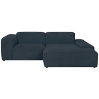 ECKSOFA HANNAH Blau Cord  - Blau/Schwarz, Design, Kunststoff/Textil (252/170cm) - MID.YOU