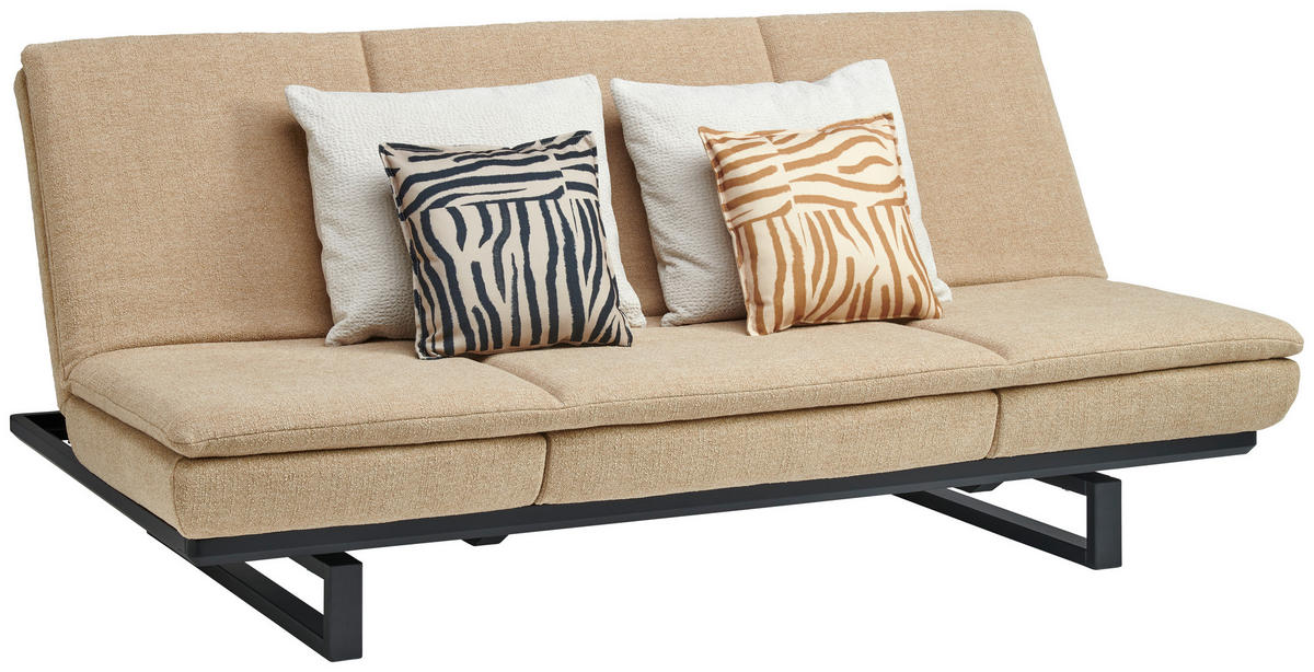 SCHLAFSOFA  in Flachgewebe Beige  - Beige/Schwarz, Design, Holz/Textil (201/80/120cm) - Joka
