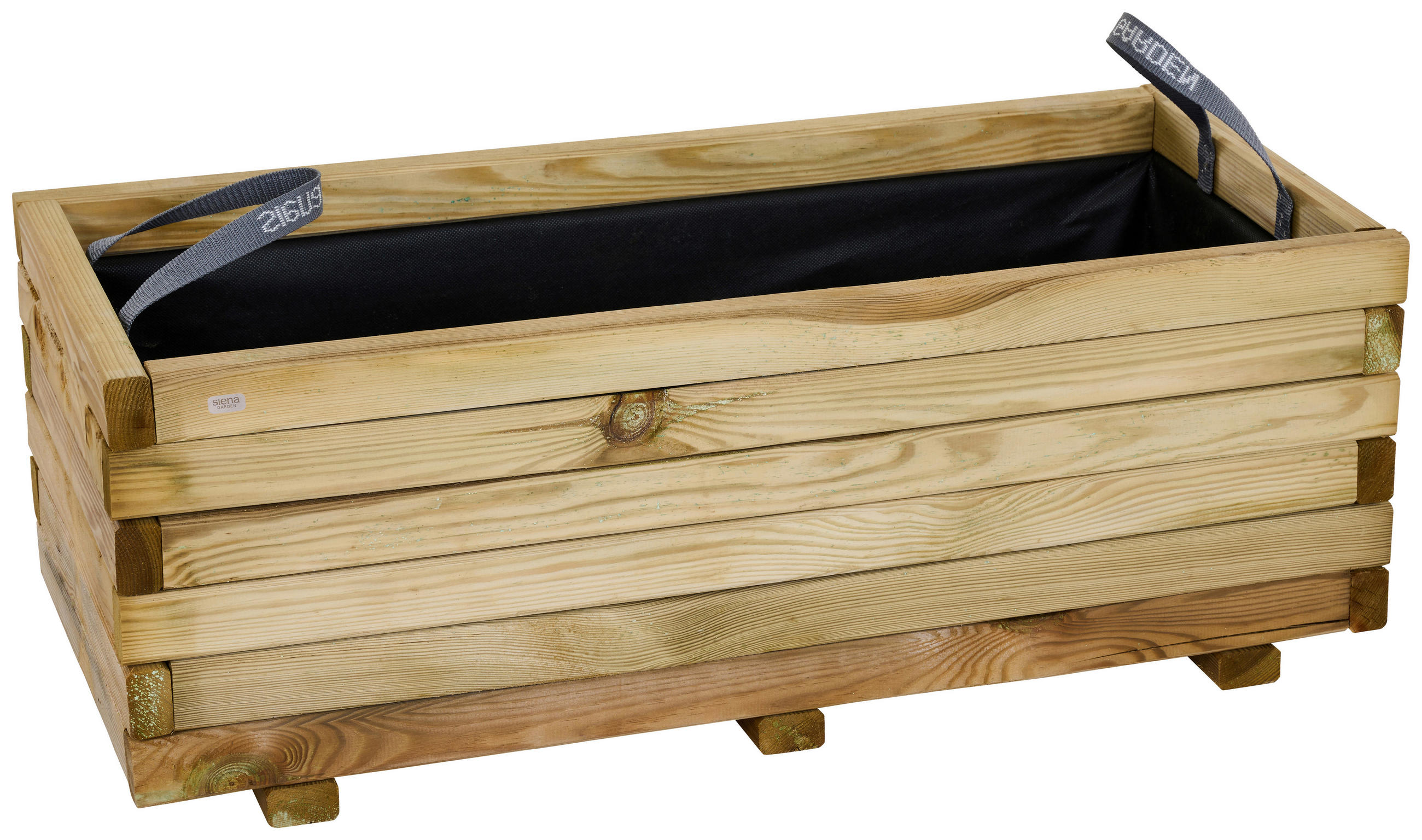 BLUMENKASTEN  - Schwarz/Kieferfarben, Basics, Holz/Textil (90/40/33cm) - Siena Garden