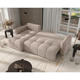 ECKSOFA Creme Flachgewebe Zierkissen, Rückenkissen, Bettkasten, Schlaffunktion, Rücken echt, Liegefläche im Originalstoff  - Creme/Schwarz, MODERN, Kunststoff/Textil (142/240cm) - Carryhome