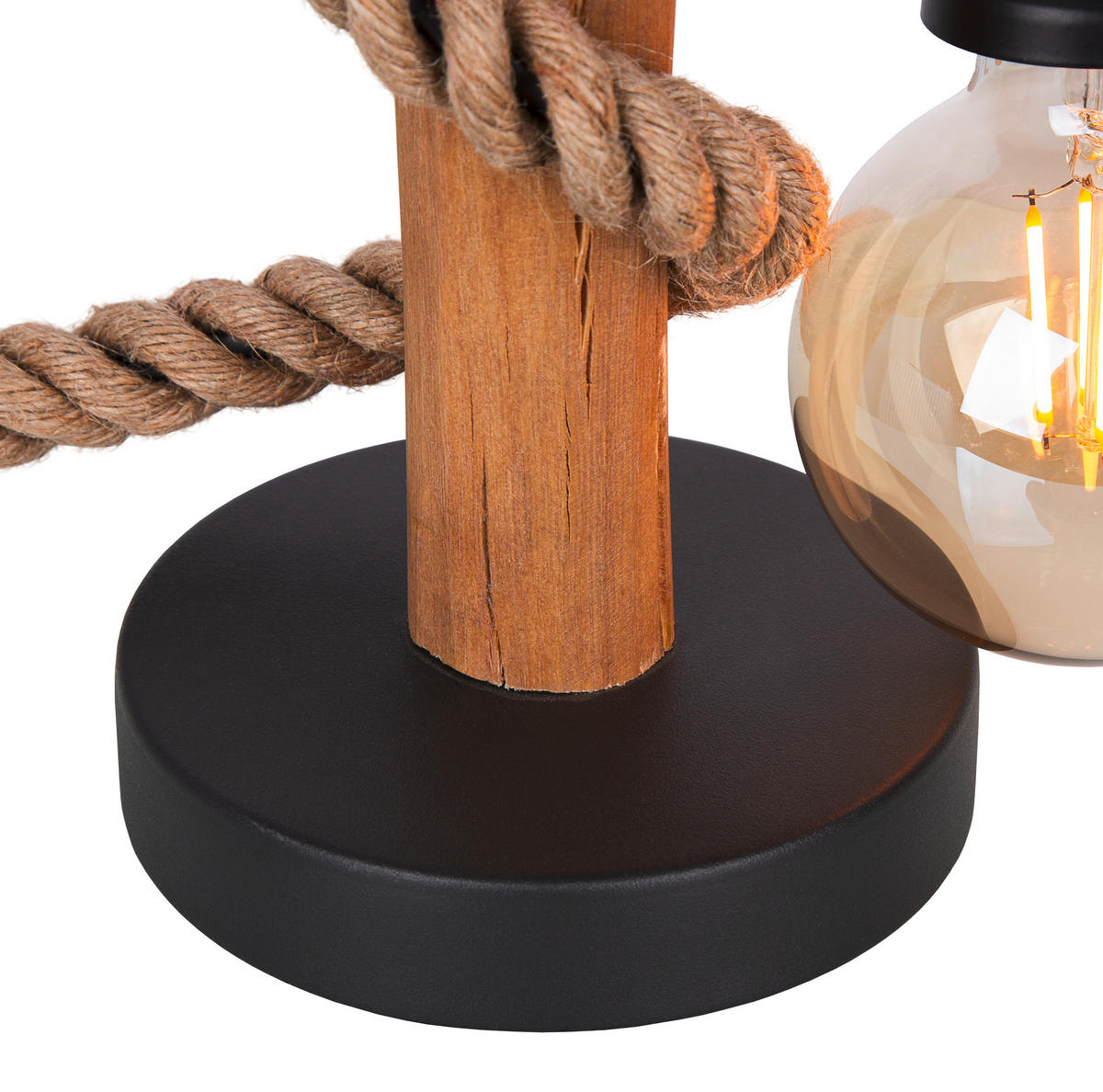 TISCHLEUCHTE   - Eichefarben/Schwarz, Natur, Holz/Metall (40cm)